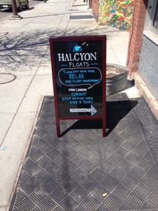 Halcyon floats sign